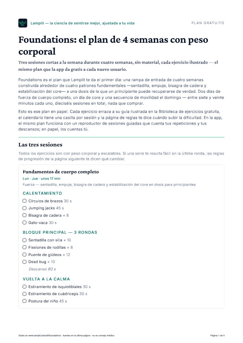 Foundations: el plan de 4 semanas con peso corporal — PDF gratuito