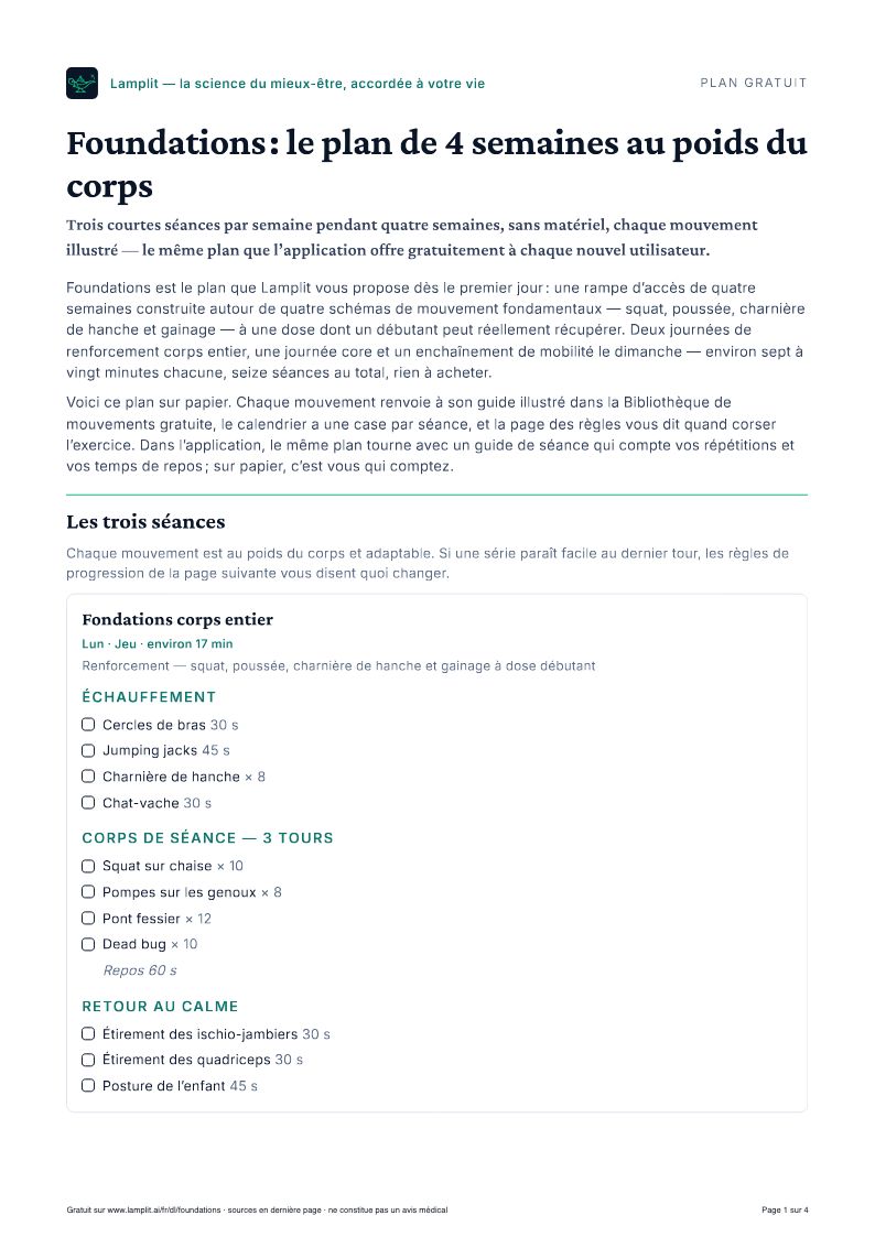 Foundations : le plan de 4 semaines au poids du corps — PDF gratuit
