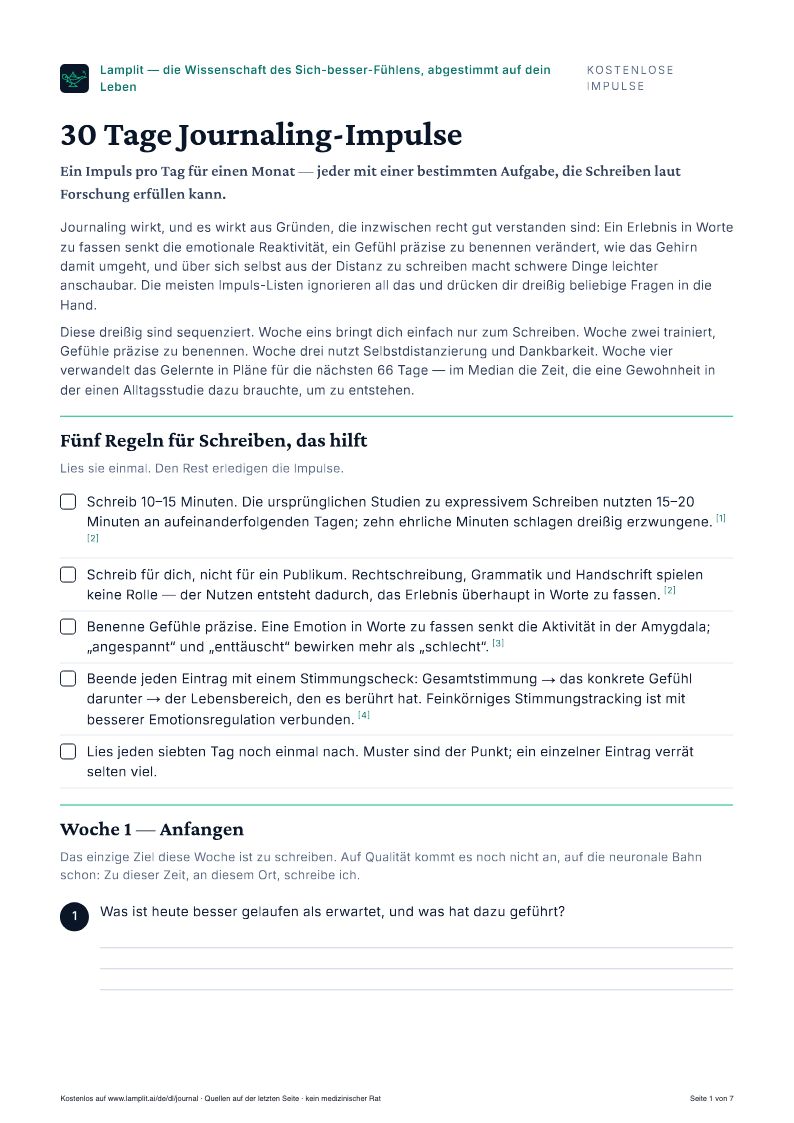 30 Tage Journaling-Impulse — Kostenloses PDF