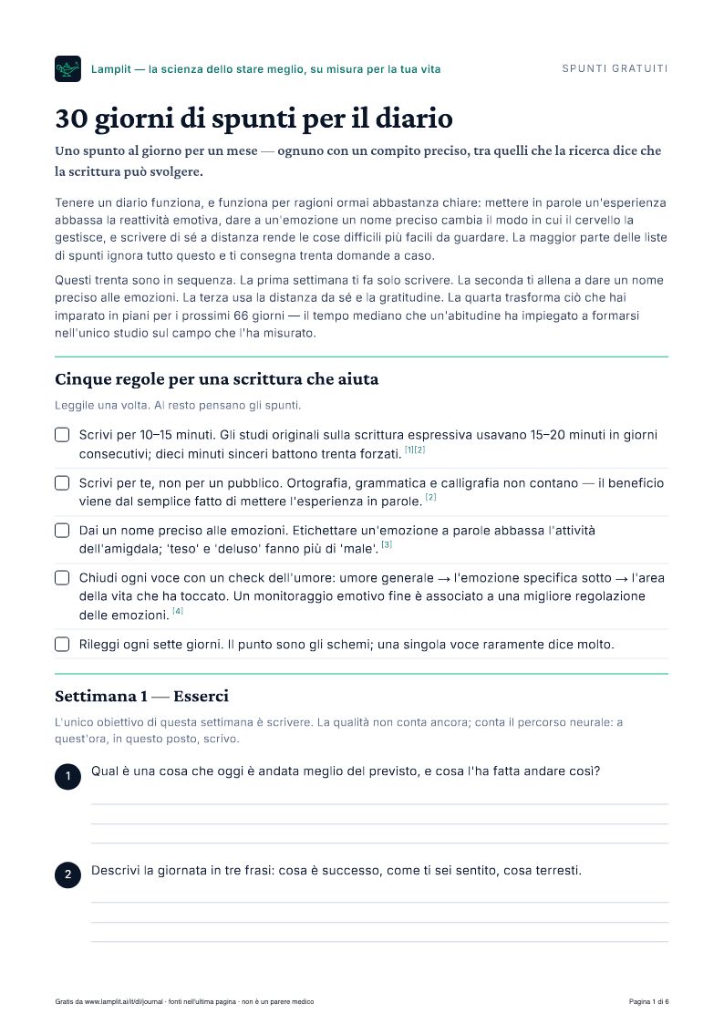 30 giorni di spunti per il diario — PDF gratuito