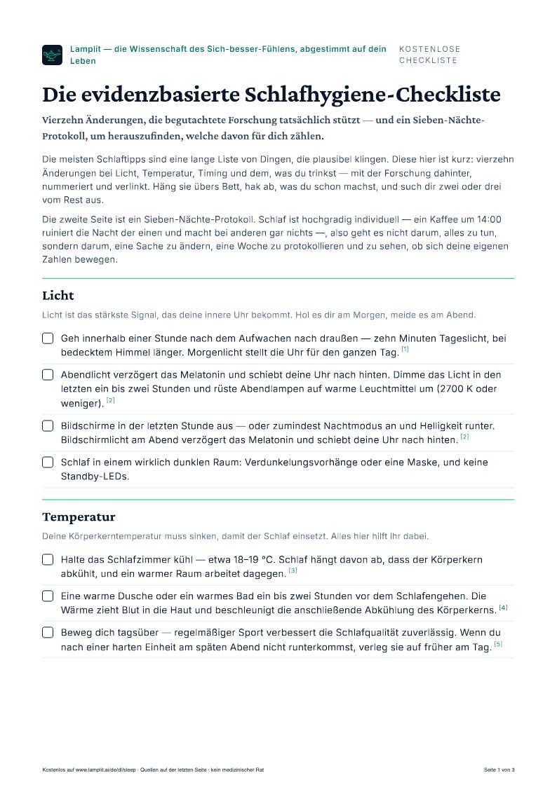 Die evidenzbasierte Schlafhygiene-Checkliste — Kostenloses PDF