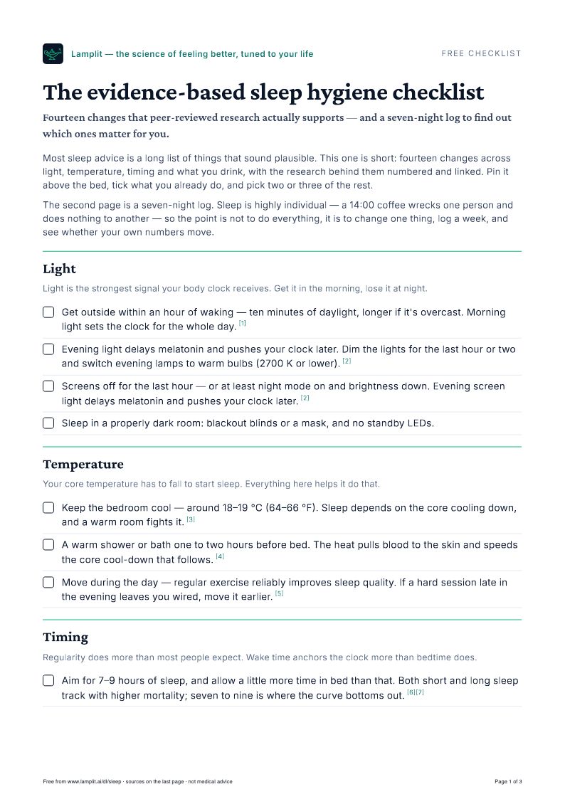 The evidence-based sleep hygiene checklist — Free PDF