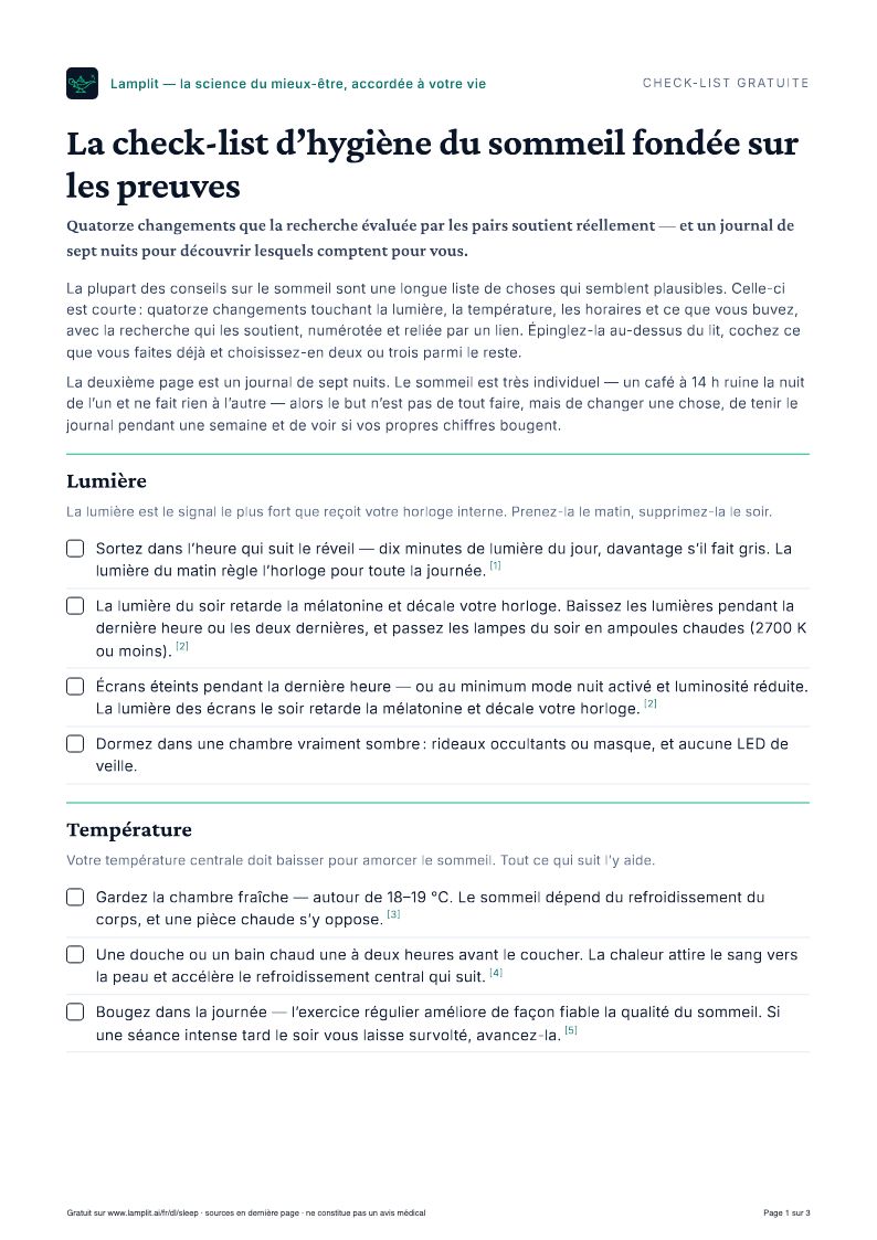 La check-list d’hygiène du sommeil fondée sur les preuves — PDF gratuit
